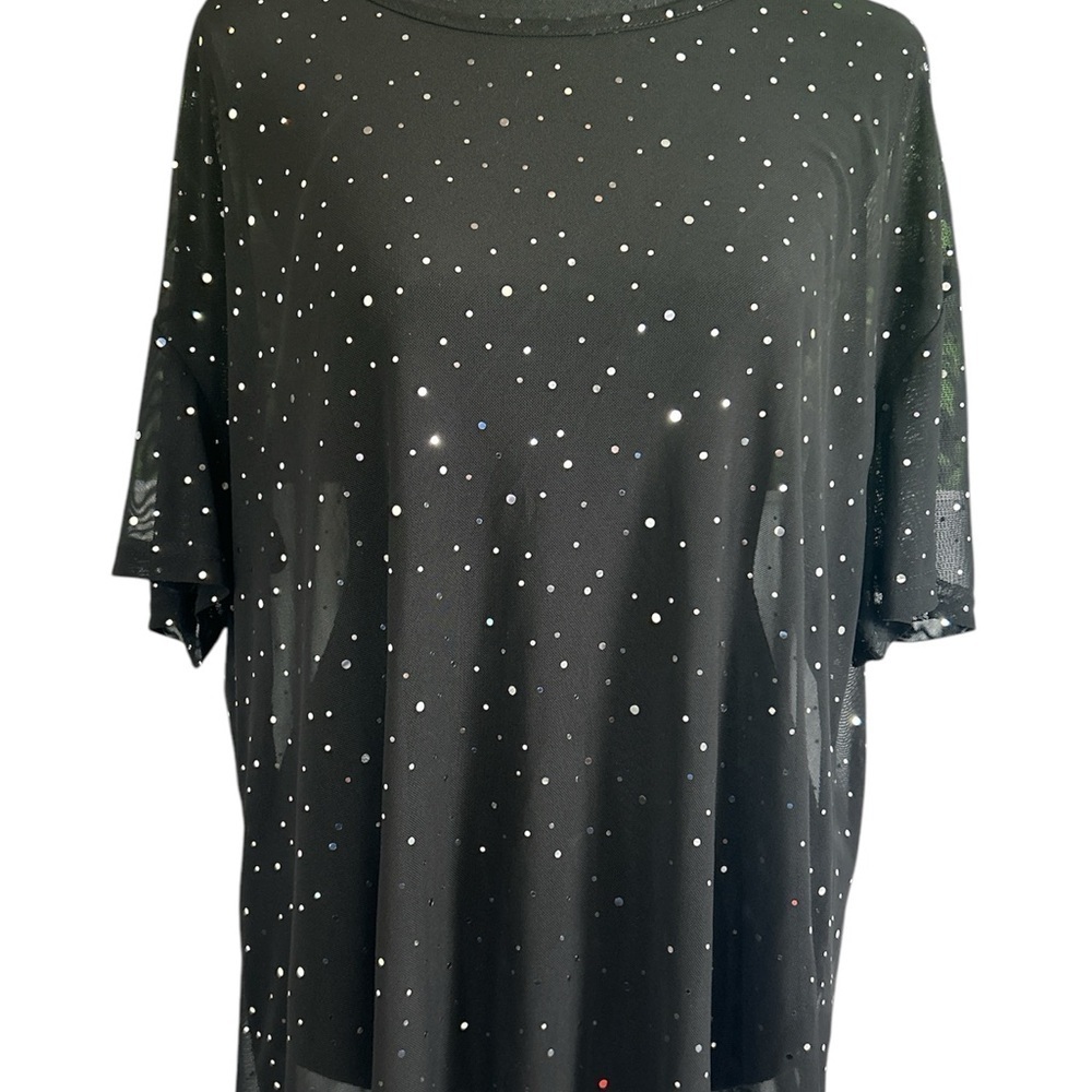 SHEIN Black Oversized Short Sleeve Sequin T-Shirt